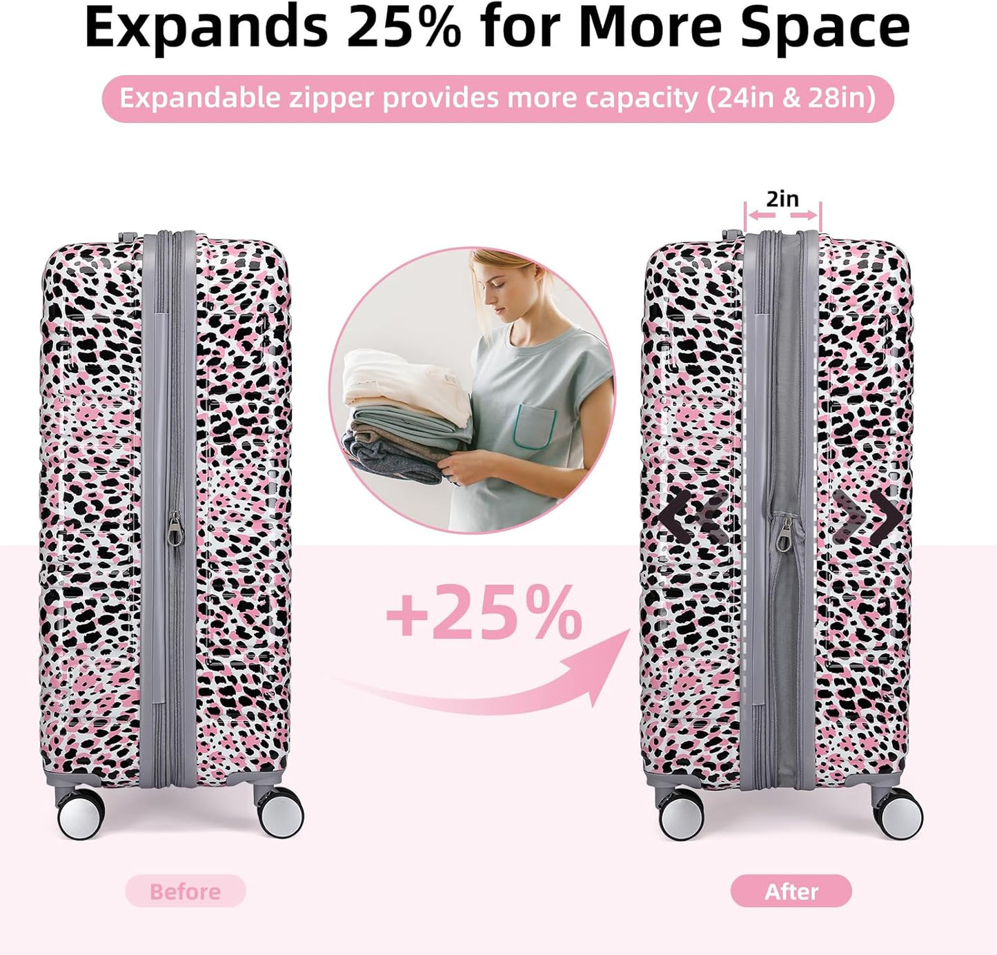 6-piece luggage set, expandable hardshell suitcase set with spinner wheels, lightweight rolling luggage set
