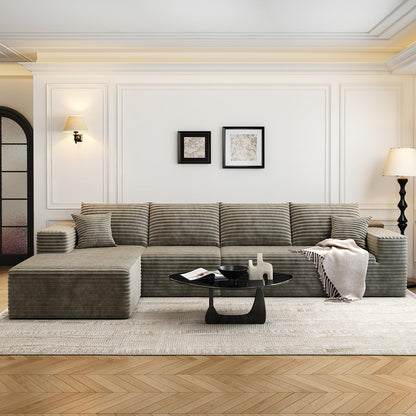 107.5 inch Cloud Modular Sectional Sofa with L-Shaped Chaise Lounge, Modern Minimalist Upholstered Sofa Deep Seating Corner Sofa