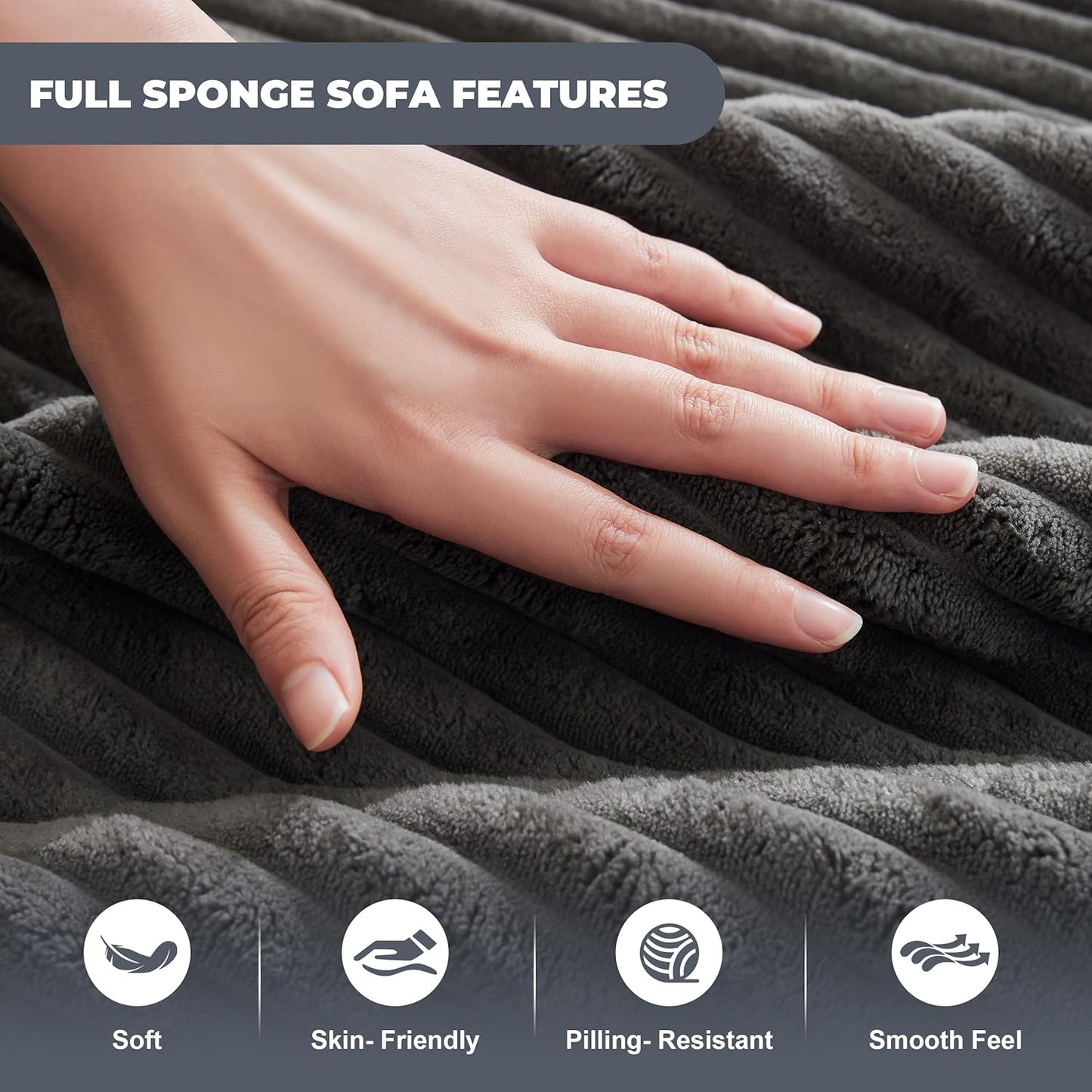 110 Cloud Sectional Couch, Boneless Sofa for Living Room Modular Sectional Sofa with Deep Seat