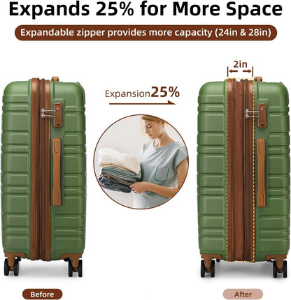 6-piece luggage set, expandable hardshell suitcase set with spinner wheels, lightweight rolling luggage set