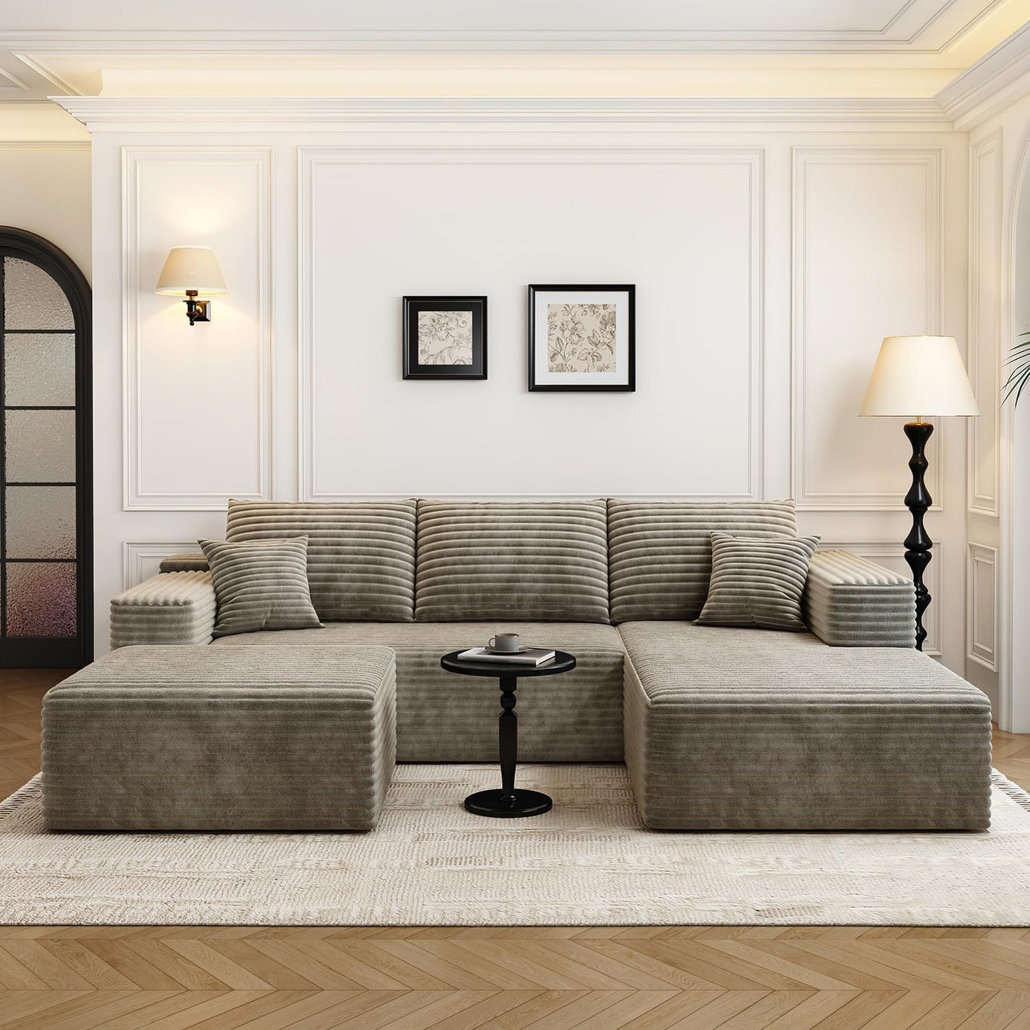 107.5 inch Cloud Modular Sectional Sofa with L-Shaped Chaise Lounge, Modern Minimalist Upholstered Sofa Deep Seating Corner Sofa