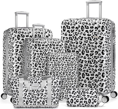 6-piece luggage set, expandable hardshell suitcase set with spinner wheels, lightweight rolling luggage set