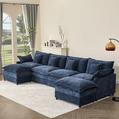 108 Inch U Shape Sofa Sectional Sofa Comfortable Cloud Sofa with Removable Footstool