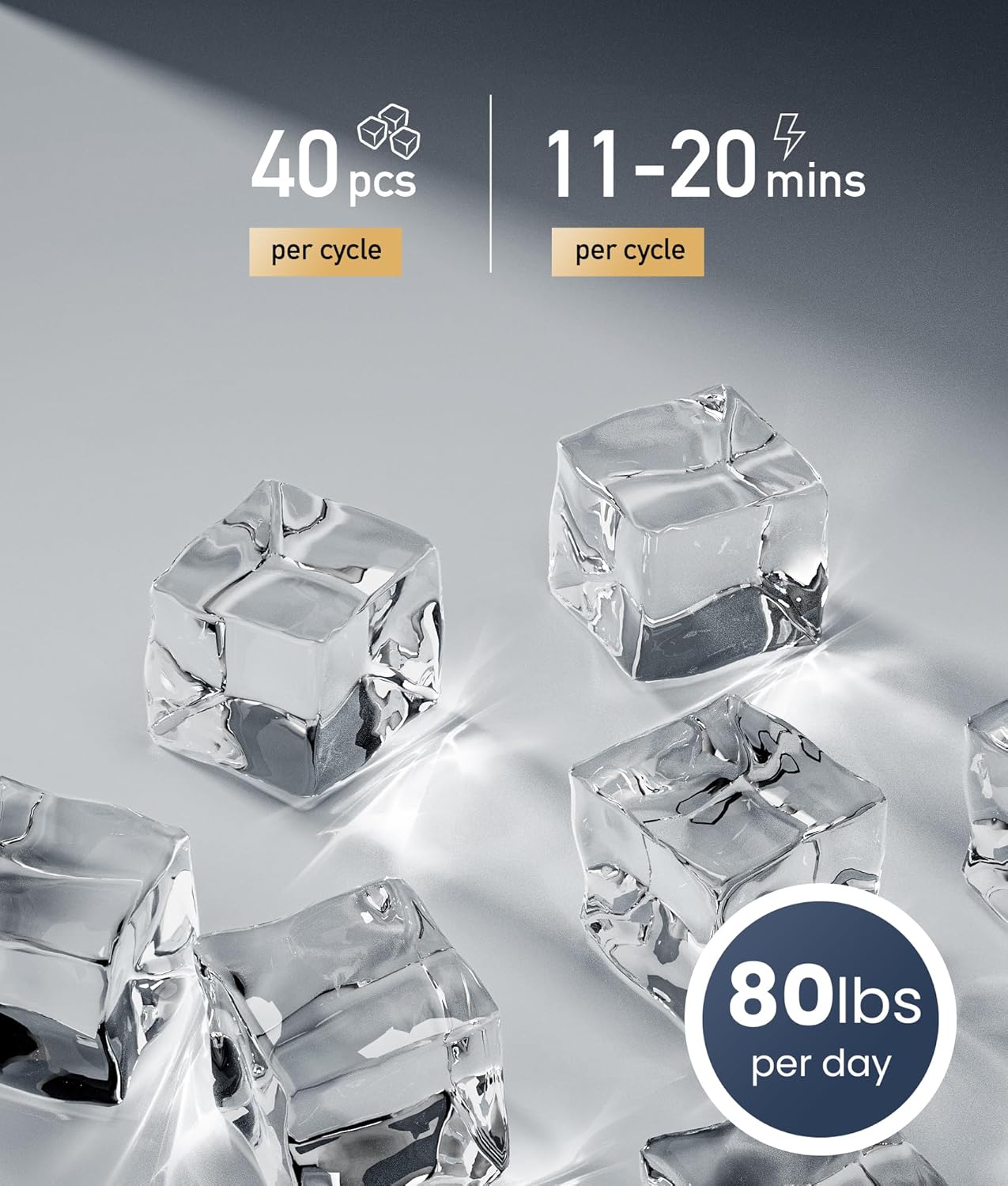 ecozy Portable Ice Maker Countertop, 9 Cubes Ready in 6 Mins, 26 lbs in 24 Hours, Self-Cleaning Machine