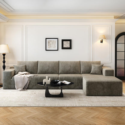 107.5 inch Cloud Modular Sectional Sofa with L-Shaped Chaise Lounge, Modern Minimalist Upholstered Sofa Deep Seating Corner Sofa