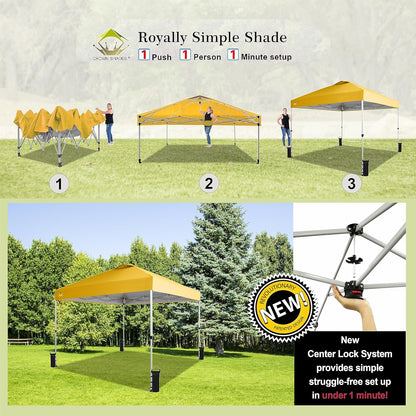 10x10 Pop-Up Awning One-Click Installation Beach Tent Outdoor Sunshade Silver Coated Top