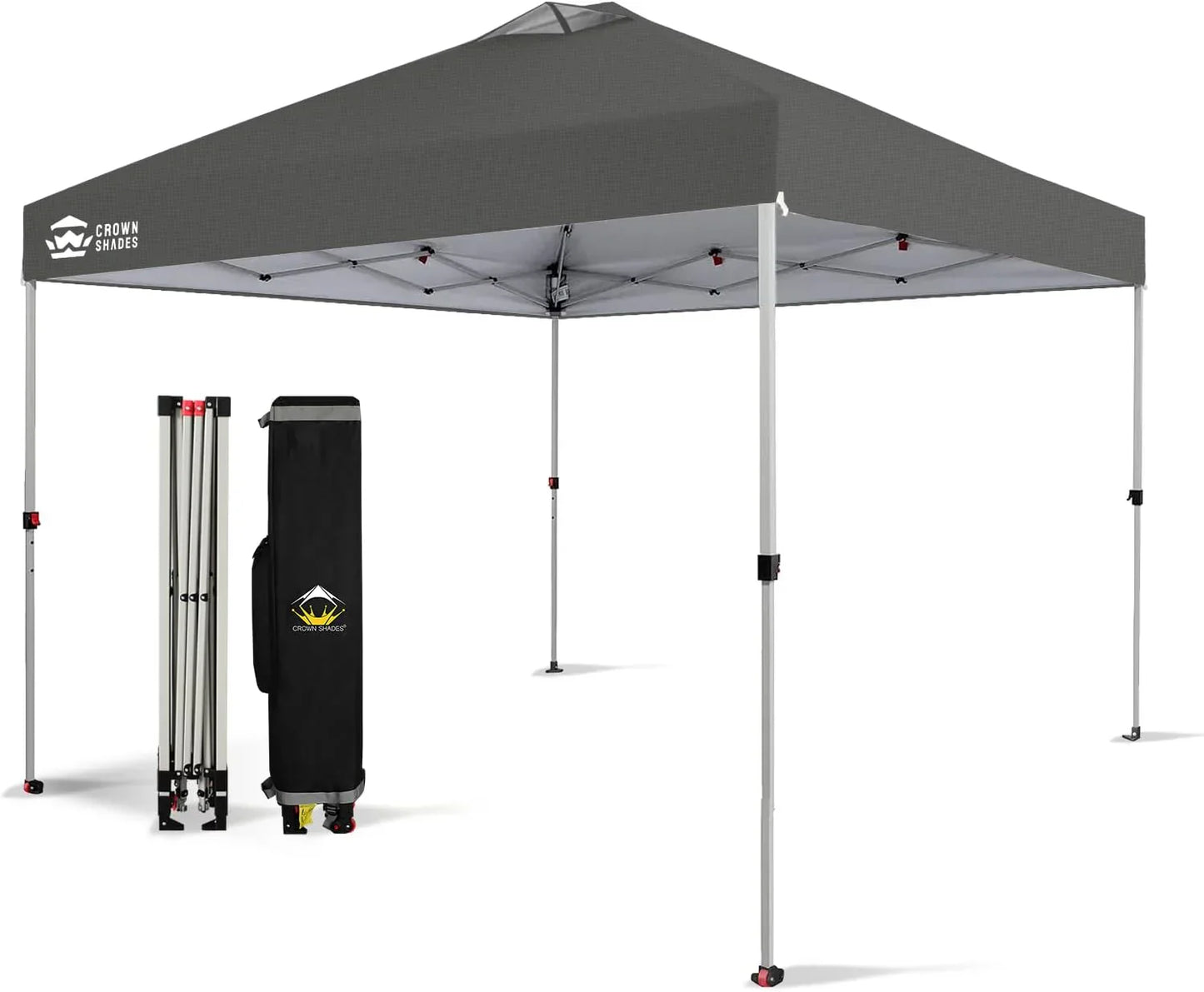 10x10 Pop-Up Awning One-Click Installation Beach Tent Outdoor Sunshade Silver Coated Top