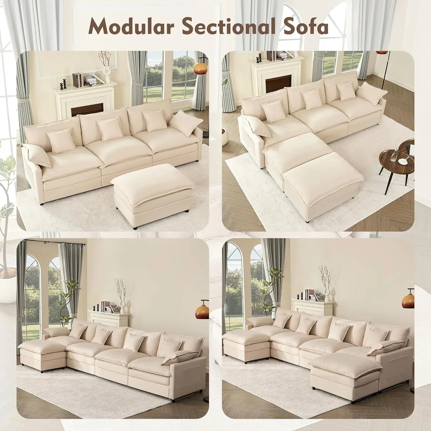 108 Inch U Shape Sofa Sectional Sofa Comfortable Cloud Sofa Living Room Deep Seat Sofa