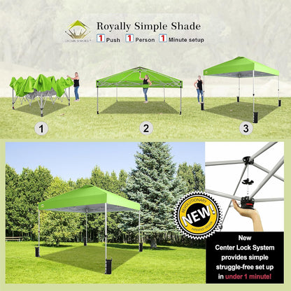 10x10 Pop-Up Awning One-Click Installation Beach Tent Outdoor Sunshade Silver Coated Top