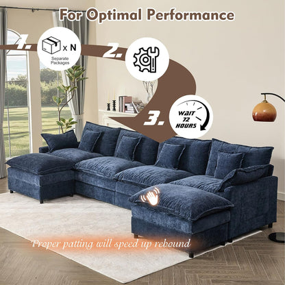 108 Inch U Shape Sofa Sectional Sofa Comfortable Cloud Sofa Living Room Deep Seat Sofa