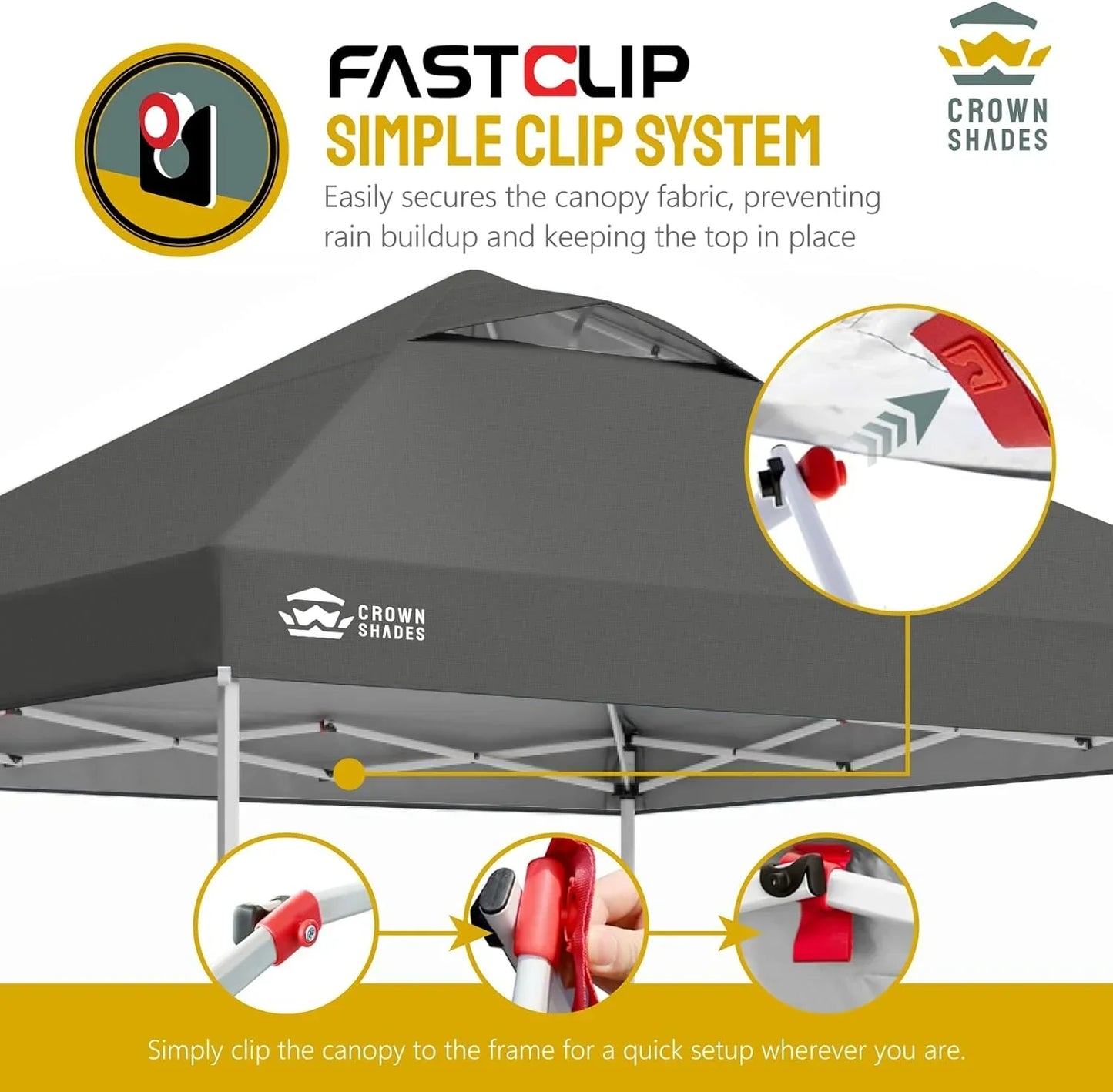 10x10 Pop-Up Awning One-Click Installation Beach Tent Outdoor Sunshade Silver Coated Top