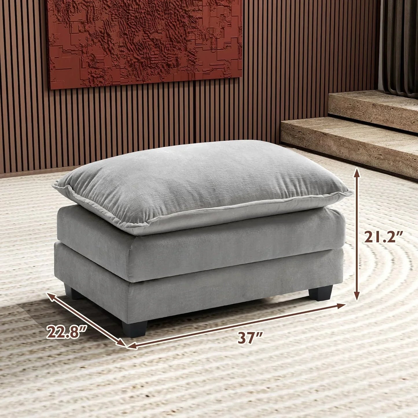 111.4 Inch L Shaped Modern Sofa Modular Cloud Sofa with Ottoman 4 Seater Chenille Deep Seat Sofa