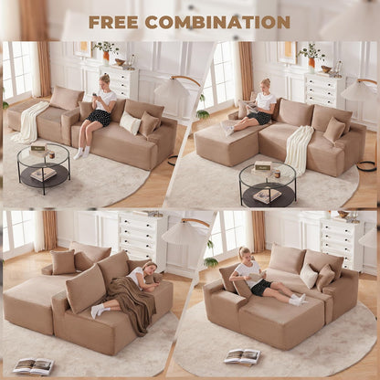 110 Cloud Sectional Couch, Boneless Sofa for Living Room Modular Sectional Sofa with Deep Seat