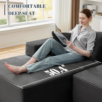 110 Cloud Sectional Couch, Boneless Sofa for Living Room Modular Sectional Sofa with Deep Seat