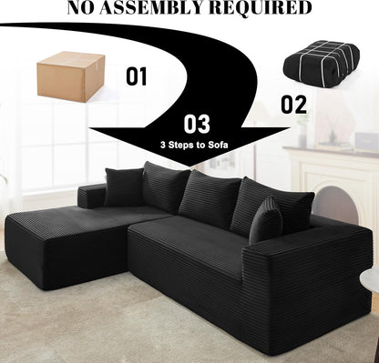 110 Cloud Sectional Couch, Boneless Sofa for Living Room Modular Sectional Sofa with Deep Seat