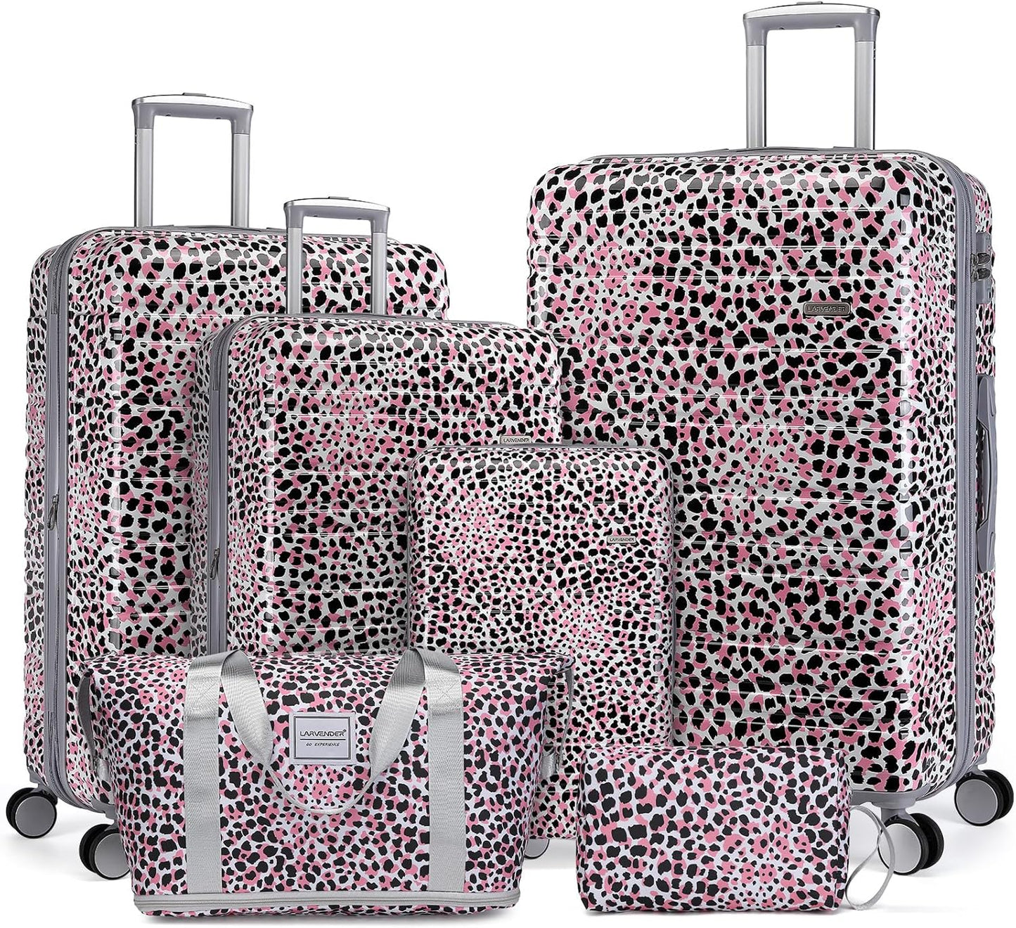 6-piece luggage set, expandable hardshell suitcase set with spinner wheels, lightweight rolling luggage set