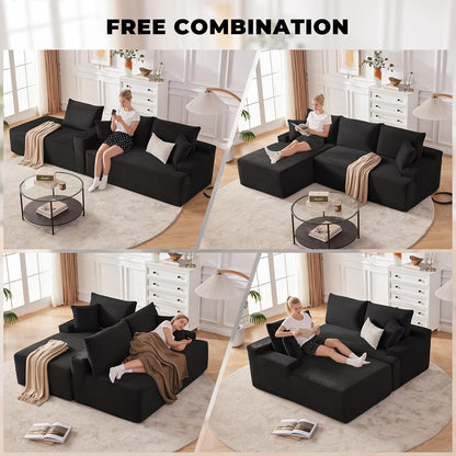 110 Cloud Sectional Couch, Boneless Sofa for Living Room Modular Sectional Sofa with Deep Seat