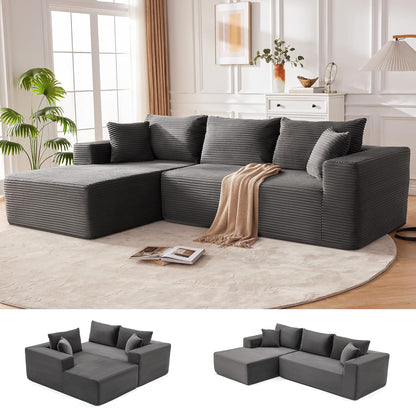 110 Cloud Sectional Couch, Boneless Sofa for Living Room Modular Sectional Sofa with Deep Seat