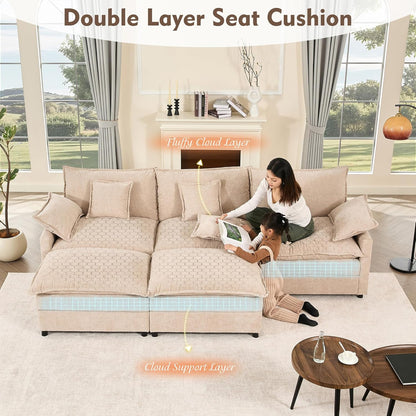108 Inch U Shape Sofa Sectional Sofa Comfortable Cloud Sofa with Removable Footstool