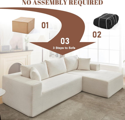 110 Cloud Sectional Couch, Boneless Sofa for Living Room Modular Sectional Sofa with Deep Seat