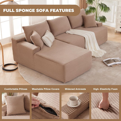 110 Cloud Sectional Couch, Boneless Sofa for Living Room Modular Sectional Sofa with Deep Seat