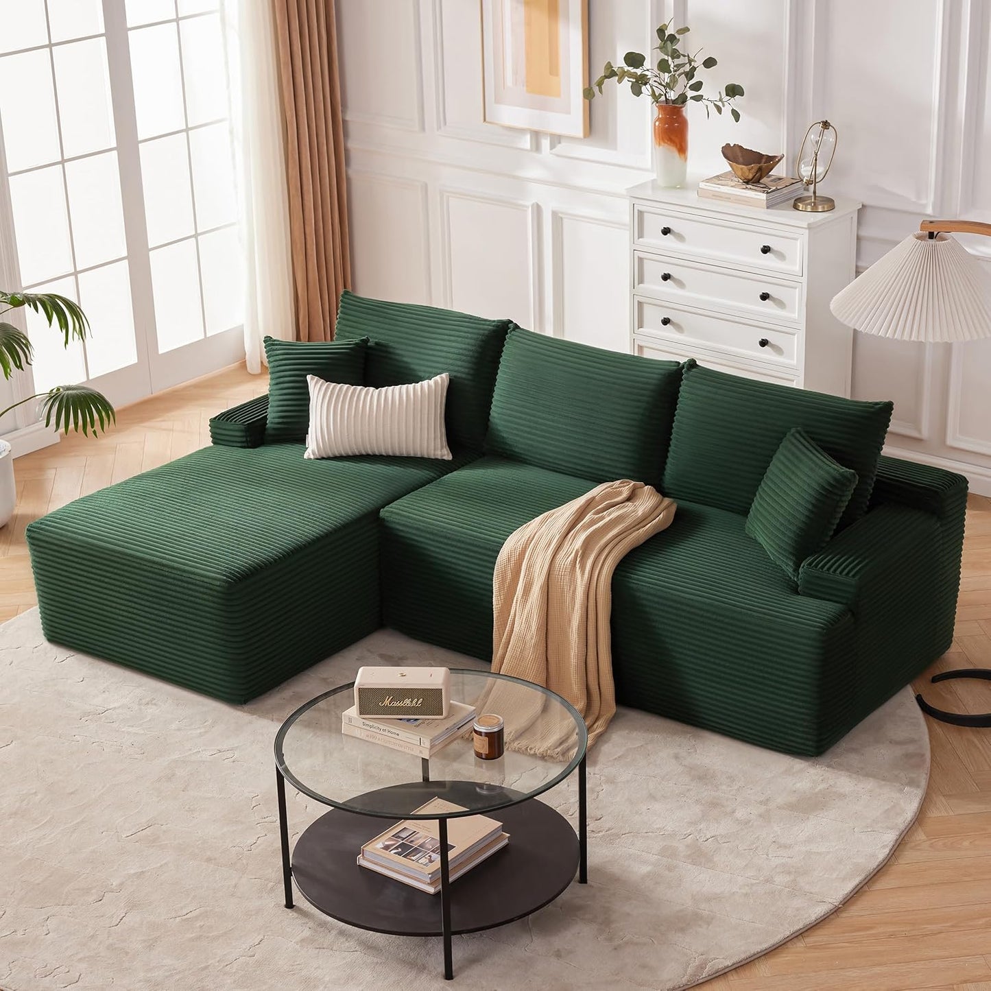 110 Cloud Sectional Couch, Boneless Sofa for Living Room Modular Sectional Sofa with Deep Seat