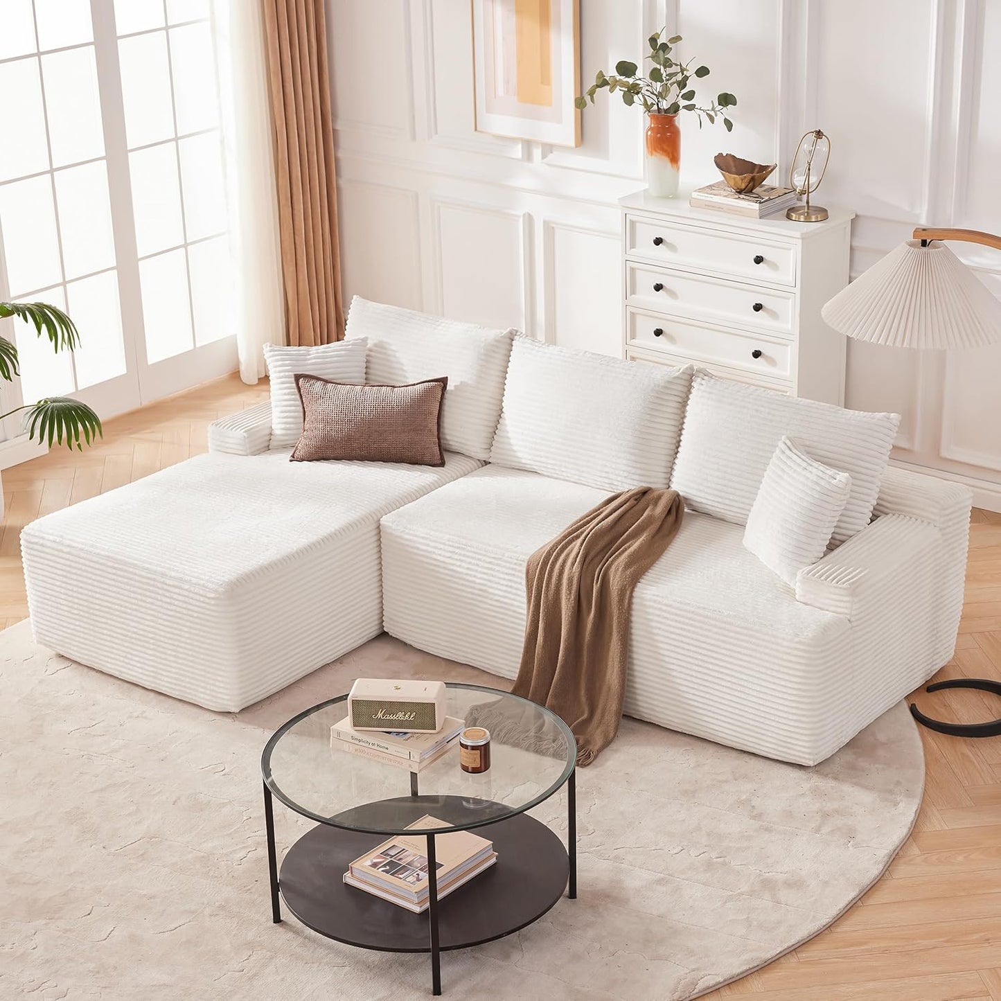 110 Cloud Sectional Couch, Boneless Sofa for Living Room Modular Sectional Sofa with Deep Seat