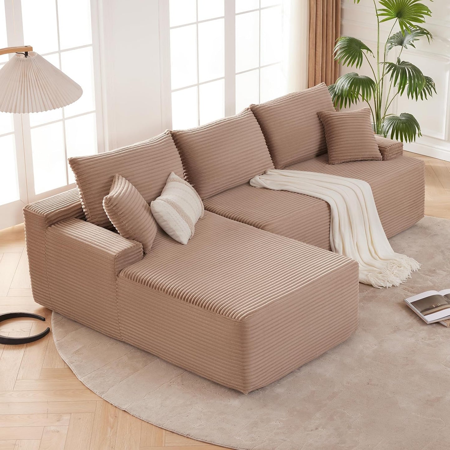 110 Cloud Sectional Couch, Boneless Sofa for Living Room Modular Sectional Sofa with Deep Seat