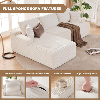 110 Cloud Sectional Couch, Boneless Sofa for Living Room Modular Sectional Sofa with Deep Seat