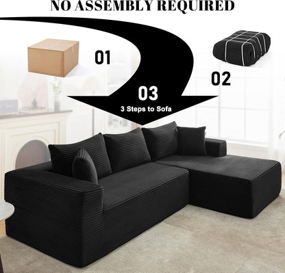 110 Cloud Sectional Couch, Boneless Sofa for Living Room Modular Sectional Sofa with Deep Seat