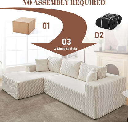 110 Cloud Sectional Couch, Boneless Sofa for Living Room Modular Sectional Sofa with Deep Seat