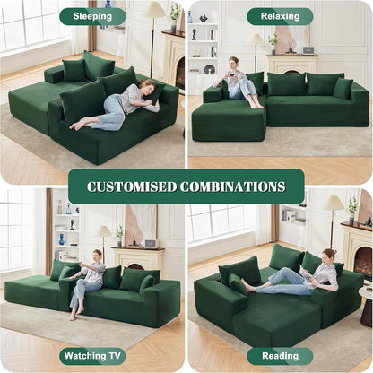 110 Cloud Sectional Couch, Boneless Sofa for Living Room Modular Sectional Sofa with Deep Seat