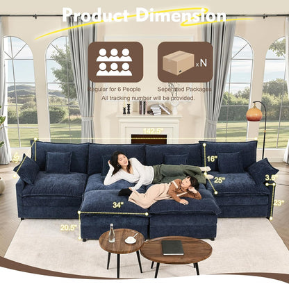 108" U-shaped sofa modular sofa Comfortable cloud sofa