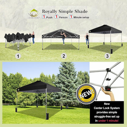 10x10 Pop-Up Awning One-Click Installation Beach Tent Outdoor Sunshade Silver Coated Top