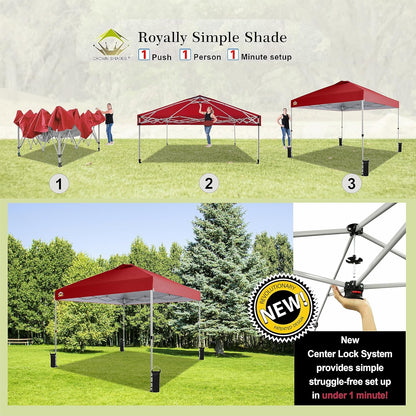 10x10 Pop-Up Awning One-Click Installation Beach Tent Outdoor Sunshade Silver Coated Top