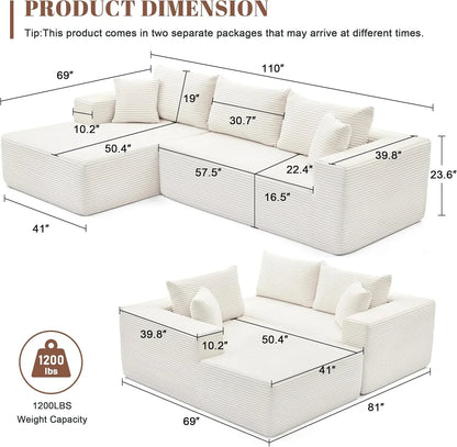110-inch cloud sofa boneless sofa in the living room modular sofa with deep seats
