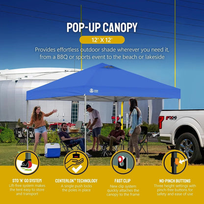 10x10 Pop-Up Awning One-Click Installation Beach Tent Outdoor Sunshade Silver Coated Top