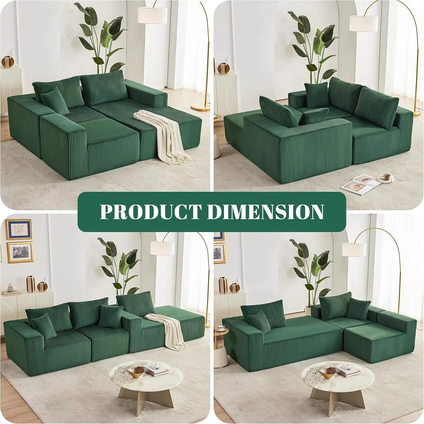 108-inch modular sofa cloud modular sofa with deep seat and reclining chair upholstered sofa