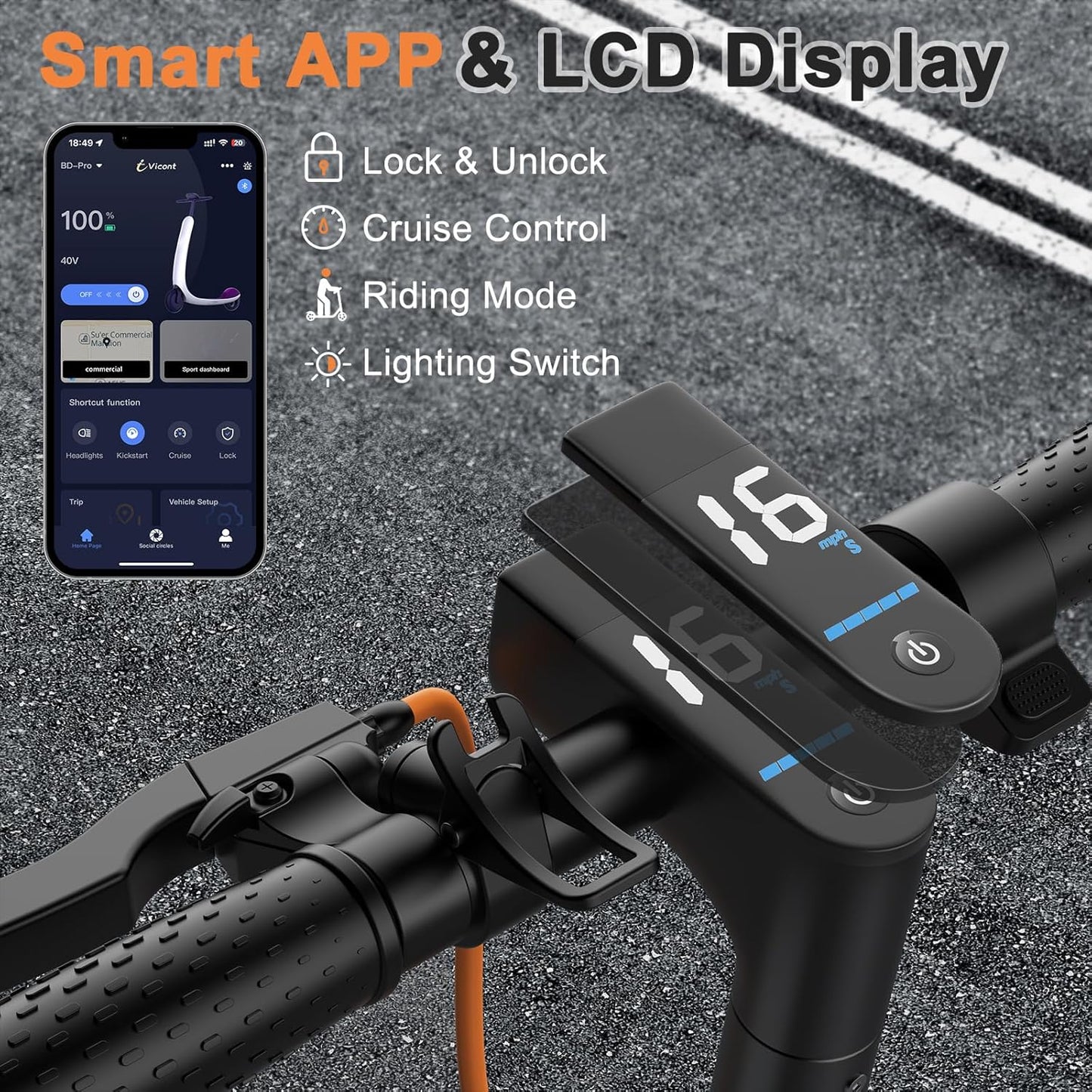 Electric Scooter 350W/500W Powerful Motor 8.5"/10" Solid Tires 19/22Mph 28/21/12 Miles Range