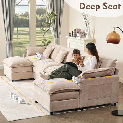 108 Inch U Shape Sofa Sectional Sofa Comfortable Cloud Sofa Living Room Deep Seat Sofa