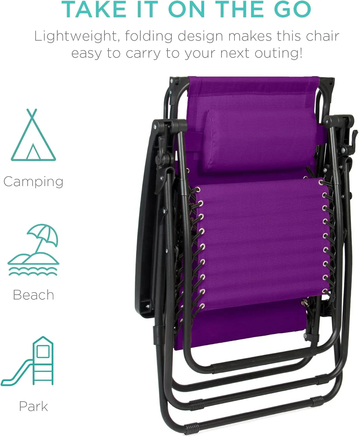 Best Choice Products Folding Zero Gravity Recliner Patio Lounge Chair Adjustable Canopy Shade