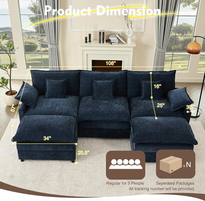 108 Inch U Shape Sofa Sectional Sofa Comfortable Cloud Sofa Living Room Deep Seat Sofa