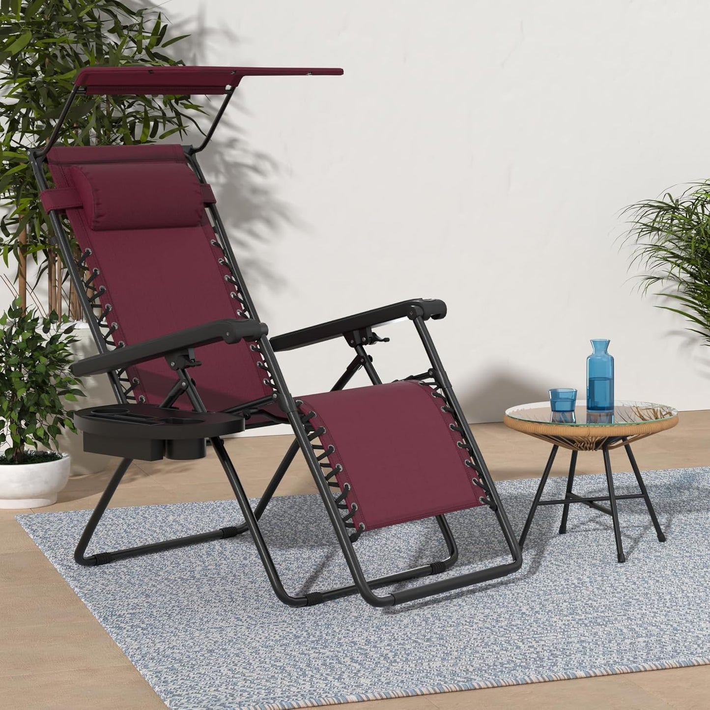 Best Choice Products Folding Zero Gravity Recliner Patio Lounge Chair Adjustable Canopy Shade