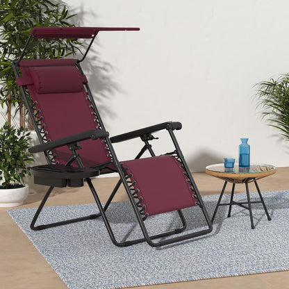 Best Choice Products Folding Zero Gravity Recliner Patio Lounge Chair Adjustable Canopy Shade