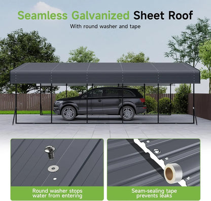 10'x15' Heavy Duty Metal Carport Outdoor Garage Car Shelter Shade with Heavier Frame