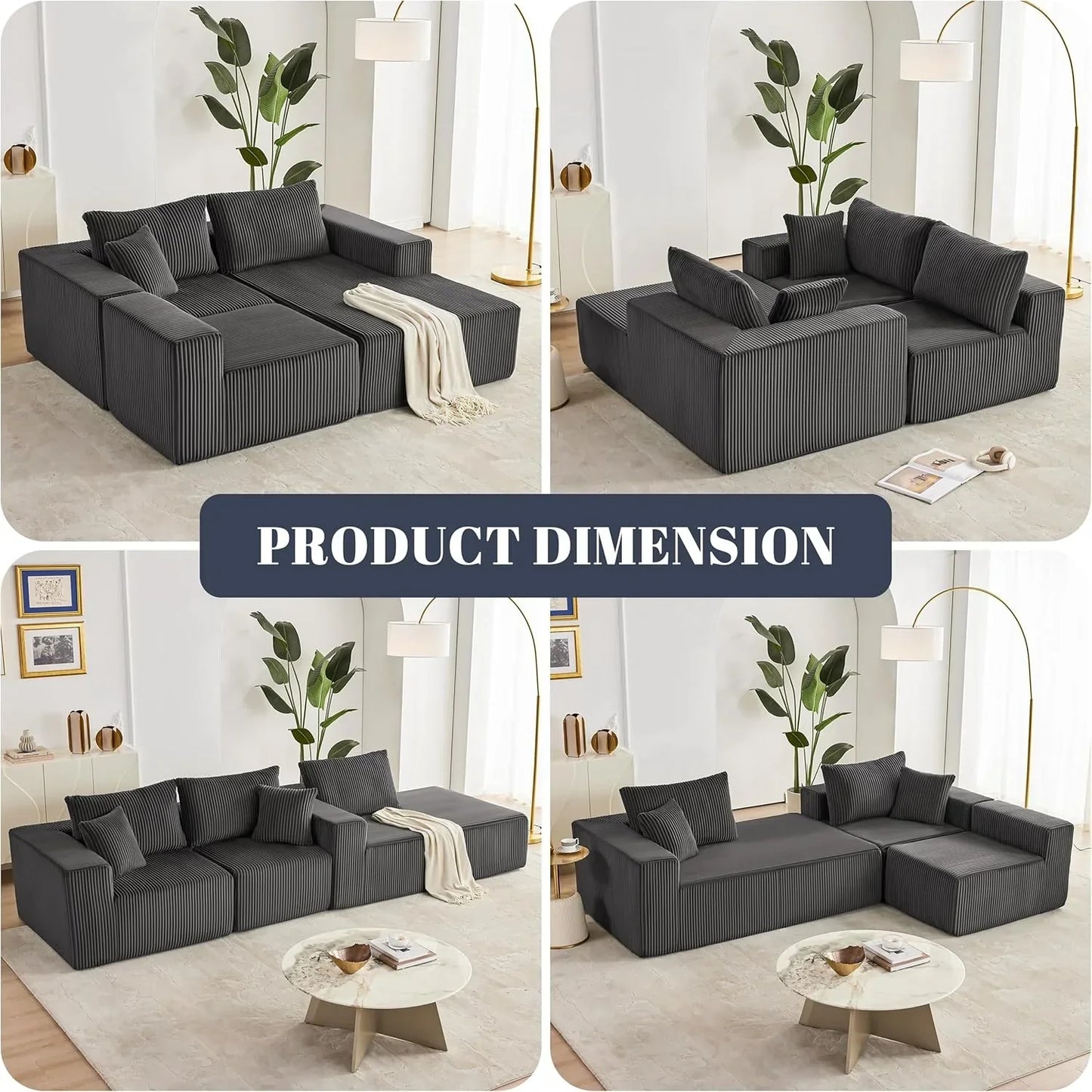 108-inch modular sofa cloud modular sofa with deep seat and reclining chair upholstered sofa