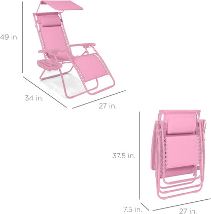 Best Choice Products Folding Zero Gravity Recliner Patio Lounge Chair Adjustable Canopy Shade