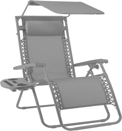 Best Choice Products Folding Zero Gravity Recliner Patio Lounge Chair Adjustable Canopy Shade