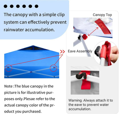 10x10 Pop-Up Awning One-Click Installation Beach Tent Outdoor Sunshade Silver Coated Top