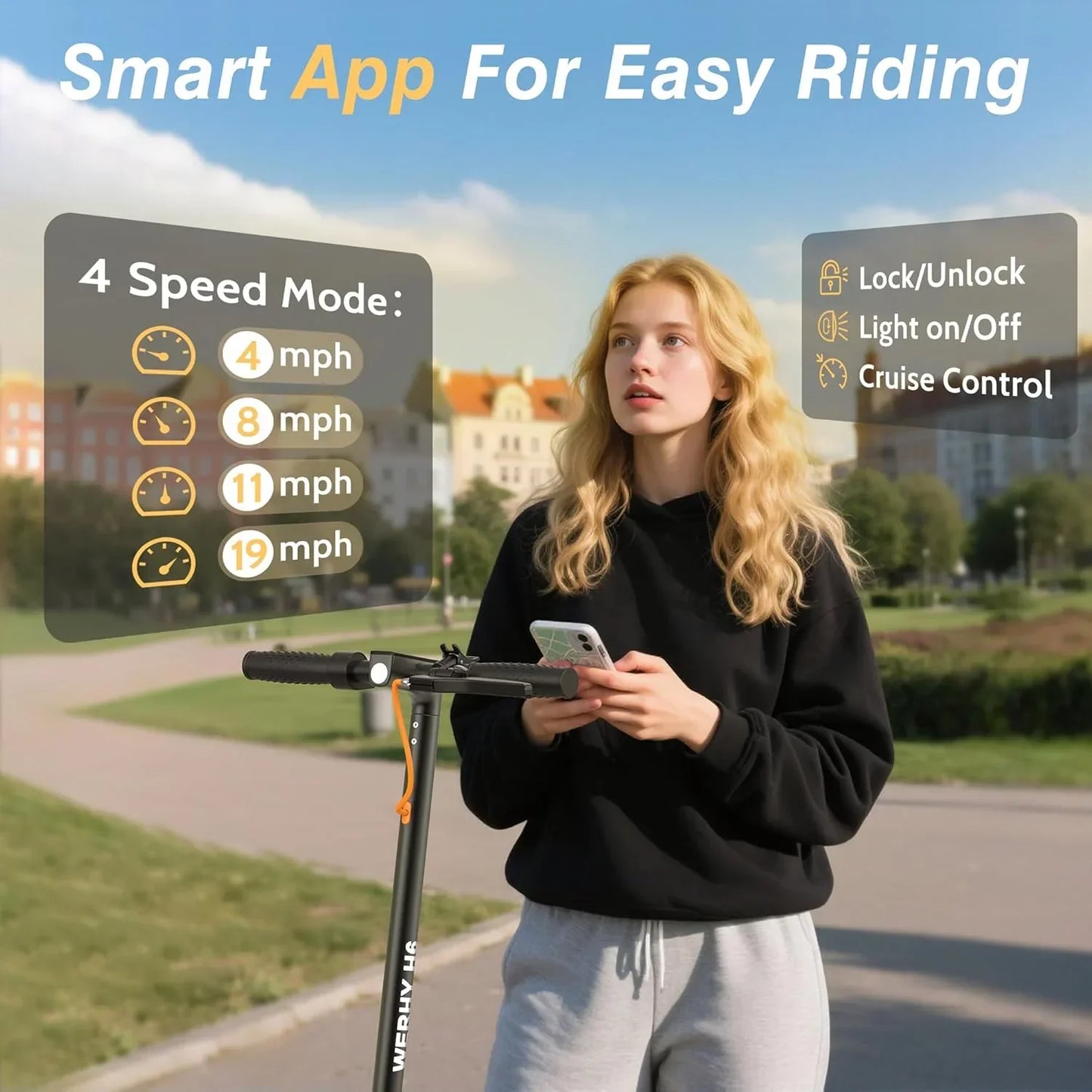 Electric Scooter 350W/500W Motor Top Speed 19/22 mph Max 16/23/28Miles Ranges Foldable E Scooter